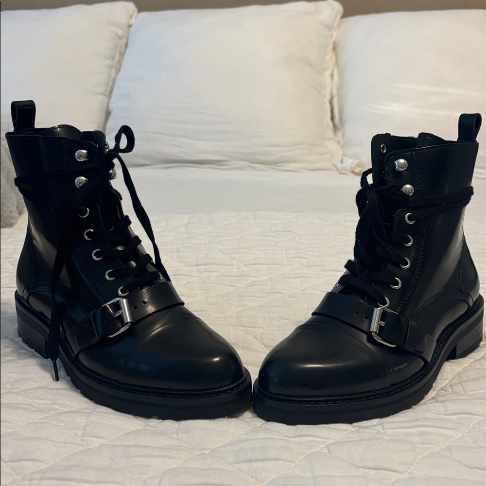 All Saints Donita Women's Black Leather Ankle Boots Size 8M ~ worn once in home - Picture 5 of 7